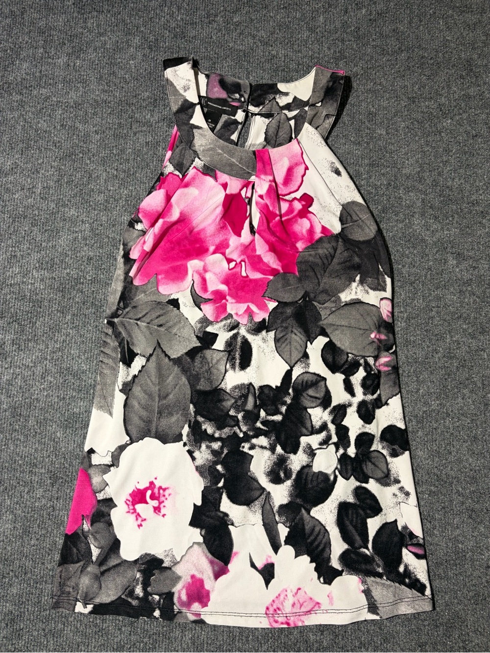 INC International Concepts Black, White & Hot Pink Floral Halter Top